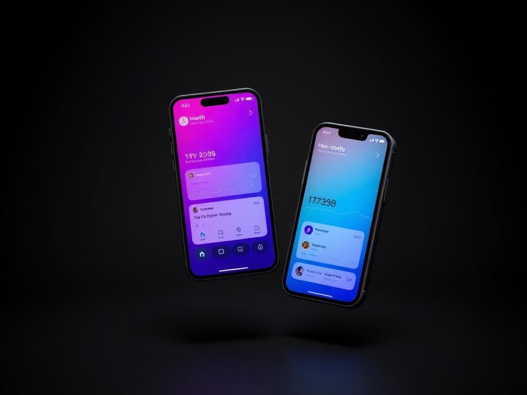 Health tracking mobile app screens on two phones